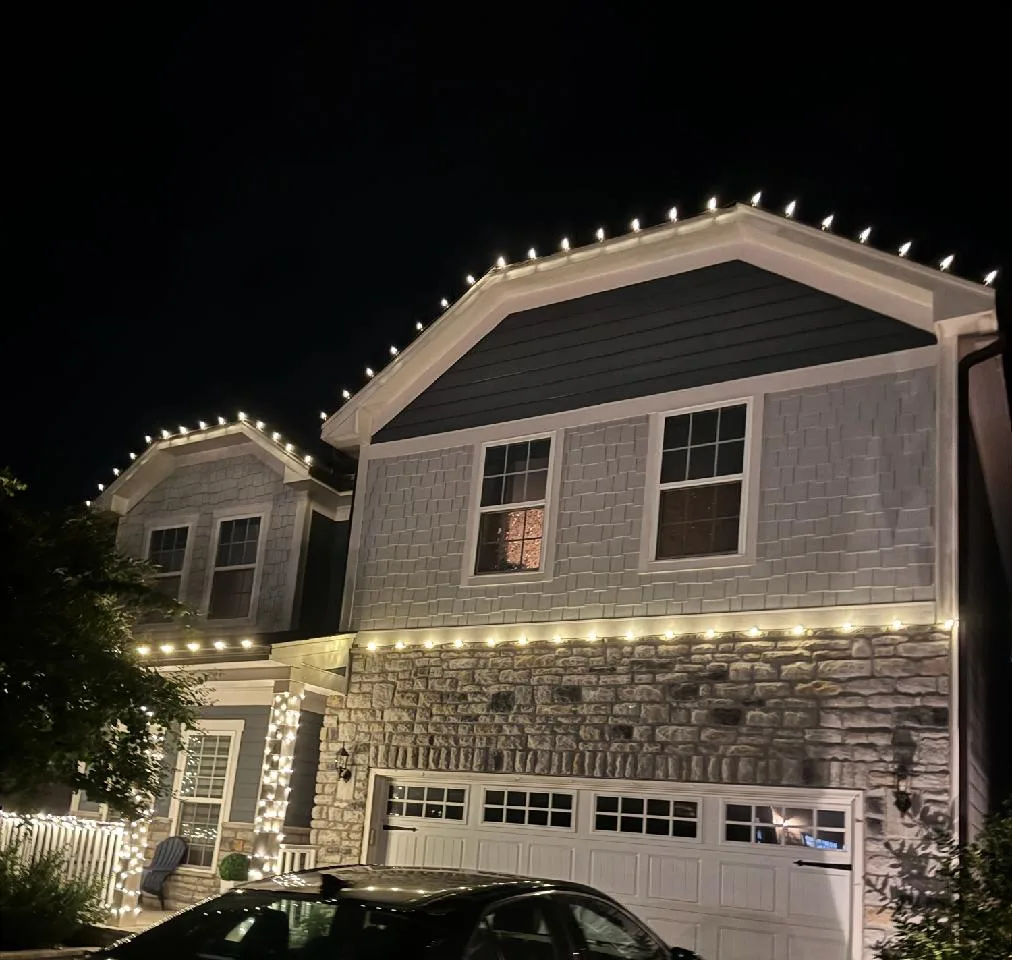Christmas light installation in Olive Chapel, Apex, NC